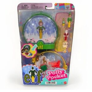 Polly Pocket Buddy The Elf 2025 Christmas Compact Micro Dolls Playset Mattel New